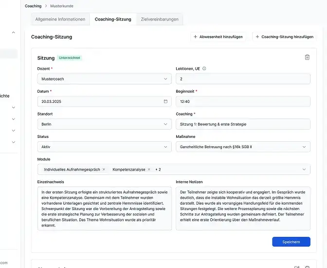Maßnahmendokumentation & Abrechnung